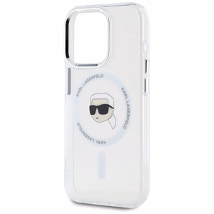 Karl Lagerfeld IML Metalinis Karl Galvos Magnetinis dėklas iPhone 15 Pro baltas