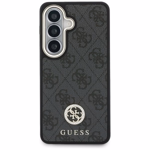 Guess 4G Big Rhinestone Triangle Strap MagSafe dėklas + dirželis Samsung Galaxy S26 juodas