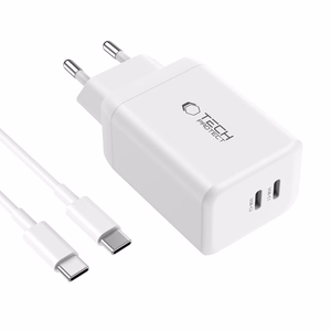 Tech-Protect NC45W-GAN 2-PORT PD45W įkroviklis + TYPE-C kabelis - baltas