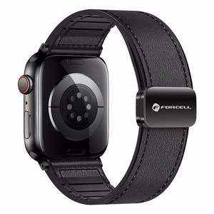 FORCELL F-DESIGN FA21 ekologiškos odos dirželis APPLE laikrodžiui 38 / 40 / 41 mm juodas