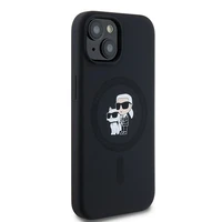 Karl Lagerfeld silikoninis Karl&Choupette magnetinis dėklas telefonui iPhone 15 Plus / 14 Plus - juodas
