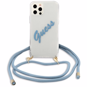 Guess GUHCP12MCRTVSBL iPhone 12/12 Pro 6.1" mėlynas kietasis dėklas Script Vintage
