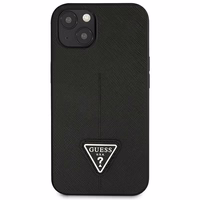 Guess GUHCP14MPSATLK iPhone 14 Plus 6.7 "juodas/juodas kietas dėklas SaffianoTriangle Logo
