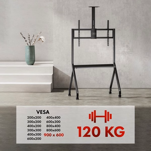 Maclean TV stovas / vežimėlis, kameros lentynėlė, su ratukais, 55–100 colių, maks. apkrova 120 kg/10 kg lentynėlė, maks. VESA 900x600, juodas, MC-114 B