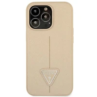 Guess GUHCP14LPSATLE iPhone 14 Pro 6,1 smėlinas / smėlinas kietasis dėklas SaffianoTriangle Logo