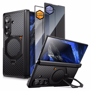 „Supcase UB Aero MagSafe“ 2 dalių dėklo ir privatumo apsauginio stiklo rinkinys, skirtas „Samsung Galaxy Z Fold 8 Ultra“ – juodas