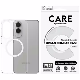 CARE by PanzerGlass Flagmanas Urban Combat baltas dėklas su QI Samsung Galaxy S25 Edge - skaidrus