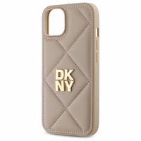 DKNY Quilted Stack Logo dėklas telefonui iPhone 14 - smėlio spalvos