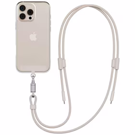 Laidas ENERGEA Lasso Lanyard virvutė telefonui USB-C - USB-C 1.5m 240W smėlio