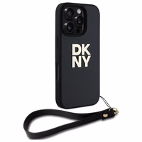 DKNY Wrist Strap Stock Logo dėklas telefonui iPhone 16 Pro - juodas