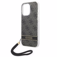 Guess GUOHCP14LH4STK iPhone 14 Pro 6.1 "juodas / juodas kietas dėklas 4G spauda Dirželis