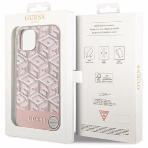 Guess GUHMP14SHGCFSEP iPhone 14 6.1" rožinė/rožinė kietas dėklas GCube Stripes MagSafe