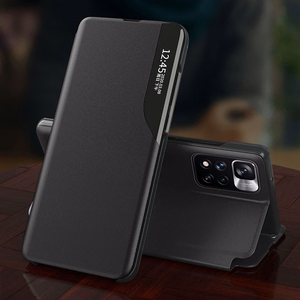 Dėklas telefonui Xiaomi Redmi Note 11 Pro+ 5G (China) / 11 Pro 5G (China) / Mi11i HyperCharge / Poco X4 NFC 5G iš ekologiškos odos, elegantiškas su užverčiamu dangteliu ir stovu - raudonas