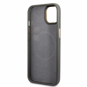 Guess GUHMP13MSAPSTG iPhone 13 6.1" pilkas/pilkas kietas dėklas Peony Logo Plate Magnetinis