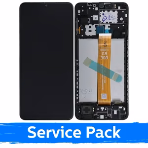 Ekranas skirtas Samsung A127 A12s (Nacho) juodas su rėmeliu (Service Pack)