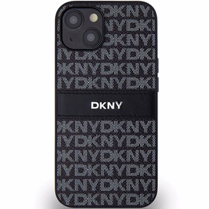 DKNY Odinis mono juosta ir metalinis logotipas dėklas telefonui iPhone 15/14/13 - juodas