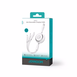 Joyroom Colorful Series S-A40 ištraukiamas 3-in-1 kabelis USB-A - USB-C / Lightning / Micro USB 1m - baltas