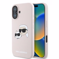 Karl Lagerfeld silikoninis dėklas telefonui Nauble Heads Print Magnetinis iPhone 16 Plus - rožinis