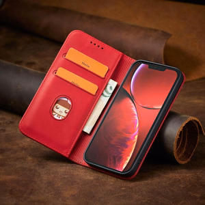 Magnet Fancy Case dėklas iPhone 14 Pro su flip dangčiu, pinigine ir stovu - raudonos spalvos