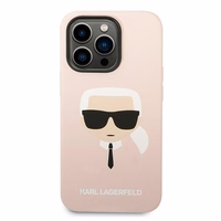 Karl Lagerfeld KLHMP14LSLKHLP iPhone 14 Pro 6.1 "kietas dėklas šviesiai rožinis / šviesiai rožinis Silikoninis Karlo Galva Magsafe