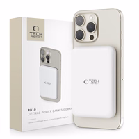 Tech-Protect LifeMag PB10 išorinė baterija su MagSafe 5000mAh 15W USB-C prievadas - balta + USB-C kabelis