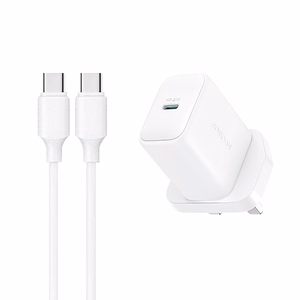 Joyroom JR-TCF20 PD 20W sieninis įkroviklis (JK kištukas) su 1 m USB-C kabeliu - baltas