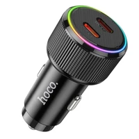 Automobilinis įkroviklis Hoco 2 x USB C QC PD 50W NZ14B juodas