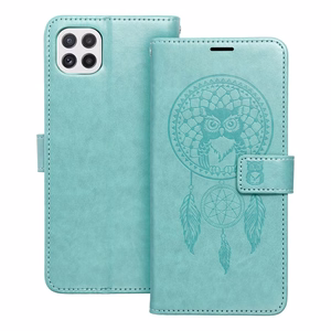 MEZZO knygos tipo dėklas telefonui SAMSUNG A22 5G su svajonių gaudyklės raštu, žalias