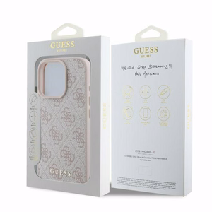 Guess 4G Classic dėklas telefonui iPhone 16 Pro - rožinis