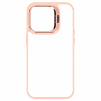 Tel Protect Dėklas telefonui su stovu + kameros stiklas Iphone 15 Pro Max šviesiai rožinė
