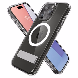 Spigen Ultra Hybrid S Magnetinis dėklas telefonui su stovu iPhone 15 Pro - Skaidrus
