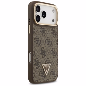 Guess 4G PU Triangle Logo & Stand Camera Magsafe чехол iPhone 17 Pro Max - коричневый