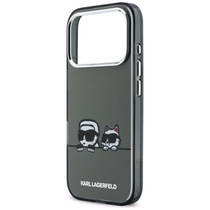 Karl Lagerfeld IML Karl & Choupette Peekaboo Logo MagSafe Dėklas for iPhone 17 Pro - juodas