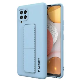 Wozinsky Kickstand Case silikoninis dėklas su stovu Samsung Galaxy A42 5G šviesiai mėlyna