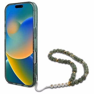 Guess IML Glitter With Pearl Strap MagSafe dėklas telefonui (m) iPhone 16 Pro Max - žalias