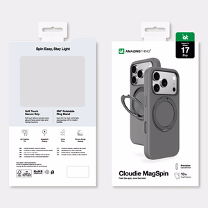 AmazingThing Cloudie dėklas telefonui iPhone 17 Pro su stovu – pilkas