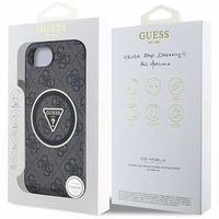 Guess IML Metal Glitter 4G Circle Triangle Magnetinis dėklas telefonui iPhone 16e - juodas
