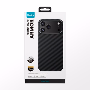 Benks magnetinis Armor Pro Kevlar dėklas su metaliniu rėmeliu 600D (A070) Iphone 17 Pro Max telefonui juodas (su fotoaparato valdymo mygtuku)