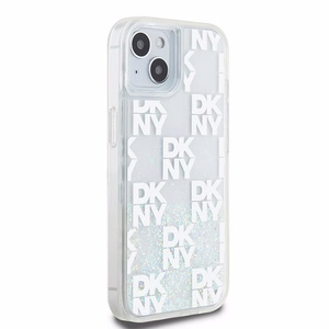 DKNY skystojo blizgučio daugiologo dėklas telefonui iPhone 15 / 14 / 13 - baltas