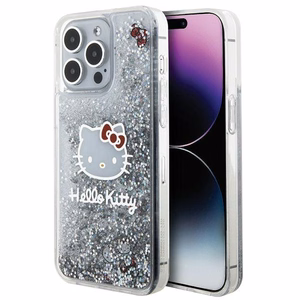 Hello Kitty skysto blizgučio pakabukai Kitty Head dėklas telefonui iPhone 15 Pro Max - sidabrinis