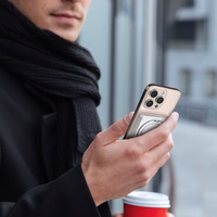 Dudao K28 10000mAh PD 22.5W Magnetinė išorinė baterija su metaliniu dėklu ir žiedo stovu - pilka