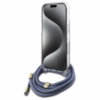 Guess Kryžminis Dirželis 4G Rašto Dėklas su Virvele iPhone 16 Pro - mėlynas