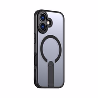 Hibridinis šarvuotas X dėklas iPhone 17 su MagSafe suderinamu stovu - juodas