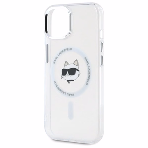 Karl Lagerfeld IML Metalinė Choupette galva MagSafe dėklas iPhone 15 - baltas