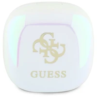 Guess Bluetooth ausinės GUTWSJ144ESH TWS + įkrovimo stotelė baltos/baltos perlamutrinės 4G spausdintas logotipas