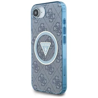 Guess IML Metal Glitter 4G Circle Triangle Magnetinis dėklas telefonui iPhone 16e - mėlynas