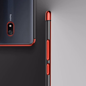 Xiaomi Redmi 8A - skaidrus mėlynas Gel TPU dėklas su elektroplatingo rėmu