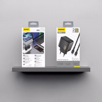 Dudao A28PCEU PD 45W GaN 2xUSB-C Wall Įkroviklis with USB-C Laidas - Juodas