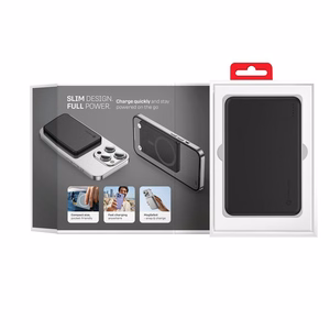 Forcell F-Energy Slim F5K9 išorinė baterija, suderinama su MagSafe, 5000 mAh, 15 W, QC 4.0, PD 3.0, juoda