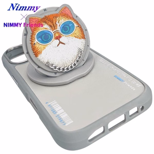 AmazingThing Nimmy Glasses Cool Cat MagSafe dėklas telefonui iPhone 16 – pilkas